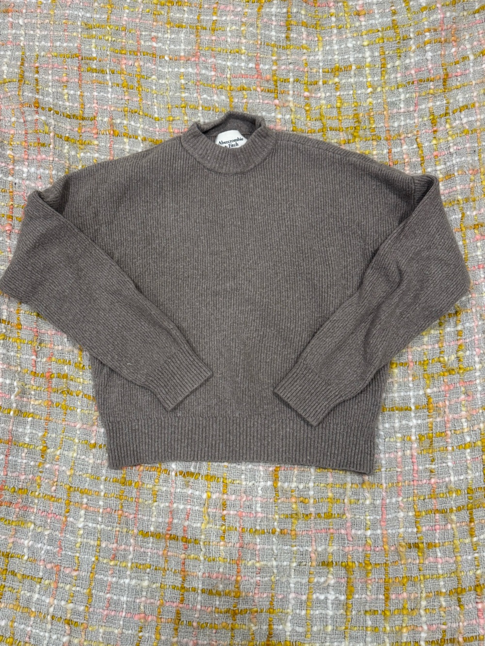 Abercrombie & Fitch Charcoal Ribbed Mock Neck Sweater